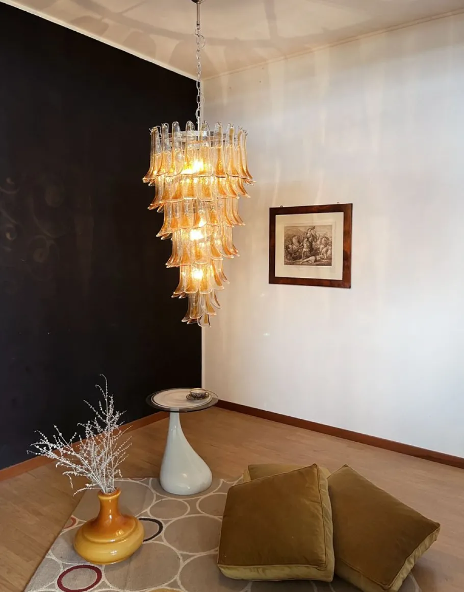 New Pamono Vintage Italian Murano Glass Spiral Chandelier