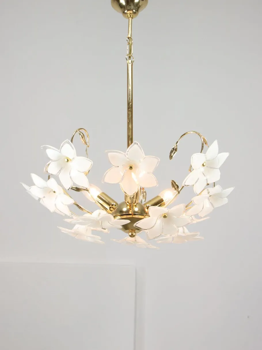 Best Pamono Vintage Italian Murano Glass Flower Chandelier, 1980s