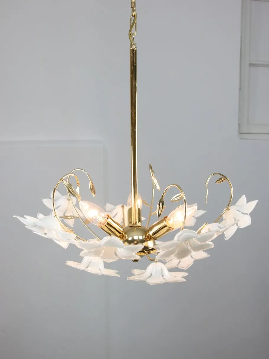 Best Pamono Vintage Italian Murano Glass Flower Chandelier, 1980s