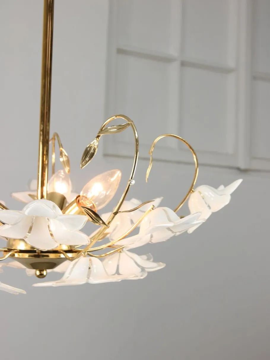 Best Pamono Vintage Italian Murano Glass Flower Chandelier, 1980s
