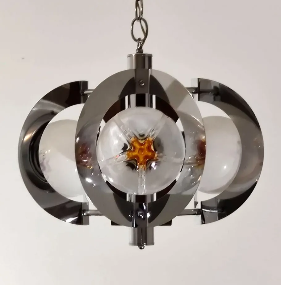 New Pamono Vintage Italian Pendant Lamp attributed to Toni Zuccheri for Mazzega, 1970s