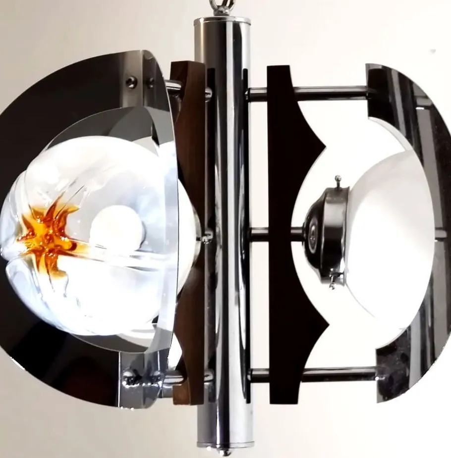 New Pamono Vintage Italian Pendant Lamp attributed to Toni Zuccheri for Mazzega, 1970s