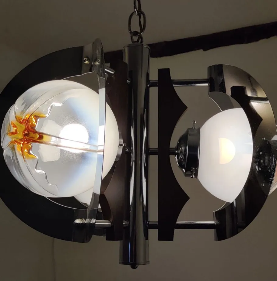 New Pamono Vintage Italian Pendant Lamp attributed to Toni Zuccheri for Mazzega, 1970s