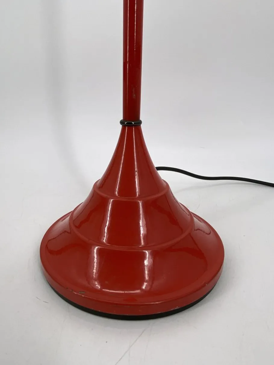 Discount Pamono Vintage Italian Red Floor Lamp with Funnel-Shaped Glass Shade, 1980