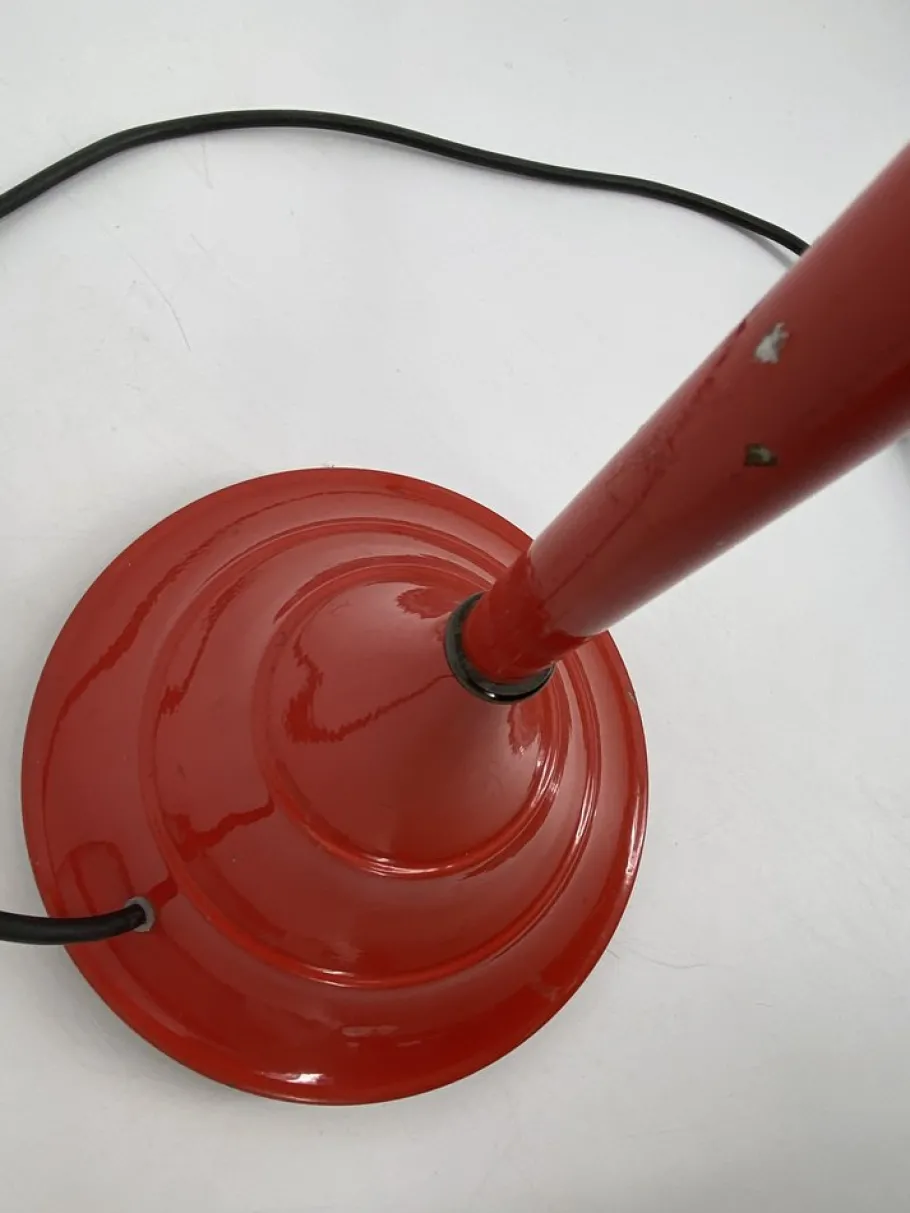 Discount Pamono Vintage Italian Red Floor Lamp with Funnel-Shaped Glass Shade, 1980