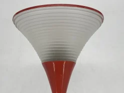 Discount Pamono Vintage Italian Red Floor Lamp with Funnel-Shaped Glass Shade, 1980