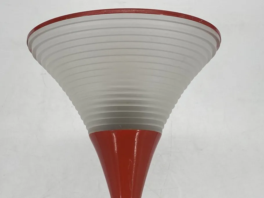 Discount Pamono Vintage Italian Red Floor Lamp with Funnel-Shaped Glass Shade, 1980
