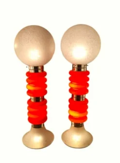 Discount Pamono Vintage Italian Space Age Orange Glass Floor Lamps, Set of 2