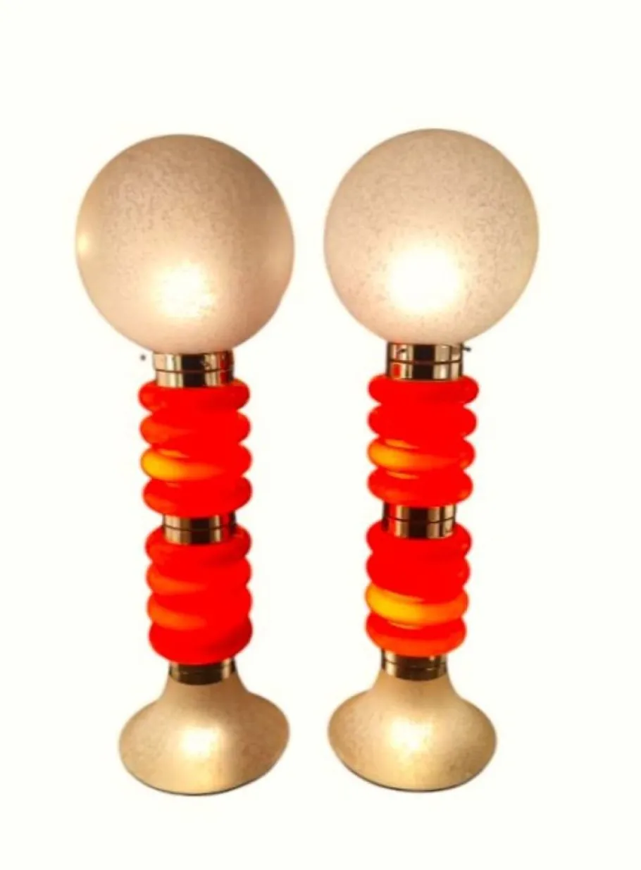 Discount Pamono Vintage Italian Space Age Orange Glass Floor Lamps, Set of 2