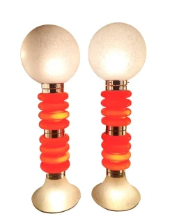 Discount Pamono Vintage Italian Space Age Orange Glass Floor Lamps, Set of 2