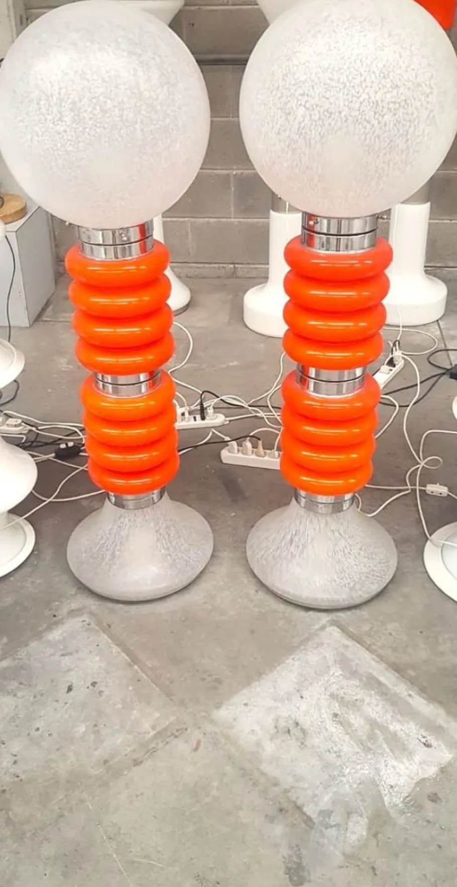 Discount Pamono Vintage Italian Space Age Orange Glass Floor Lamps, Set of 2