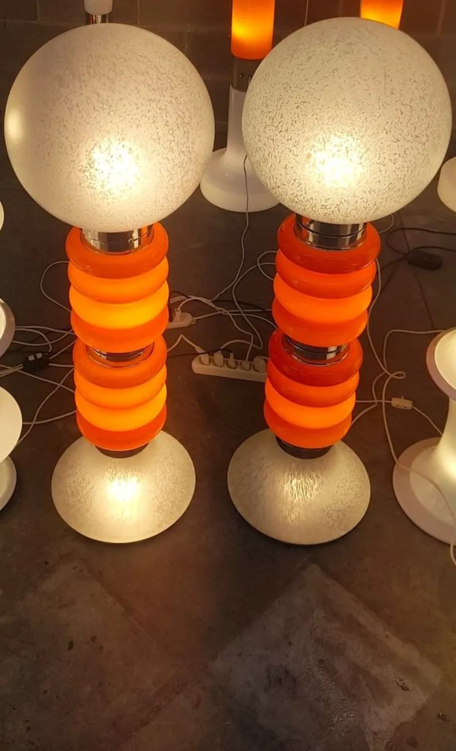 Discount Pamono Vintage Italian Space Age Orange Glass Floor Lamps, Set of 2
