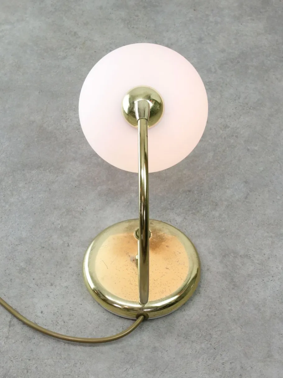 Best Pamono Vintage Italian Table Lamp in Brass and Opaline