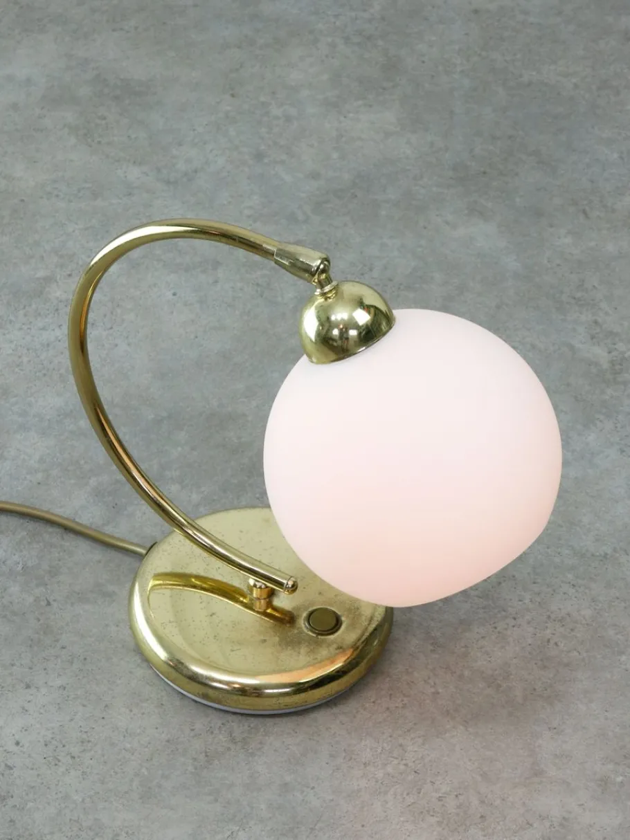 Best Pamono Vintage Italian Table Lamp in Brass and Opaline