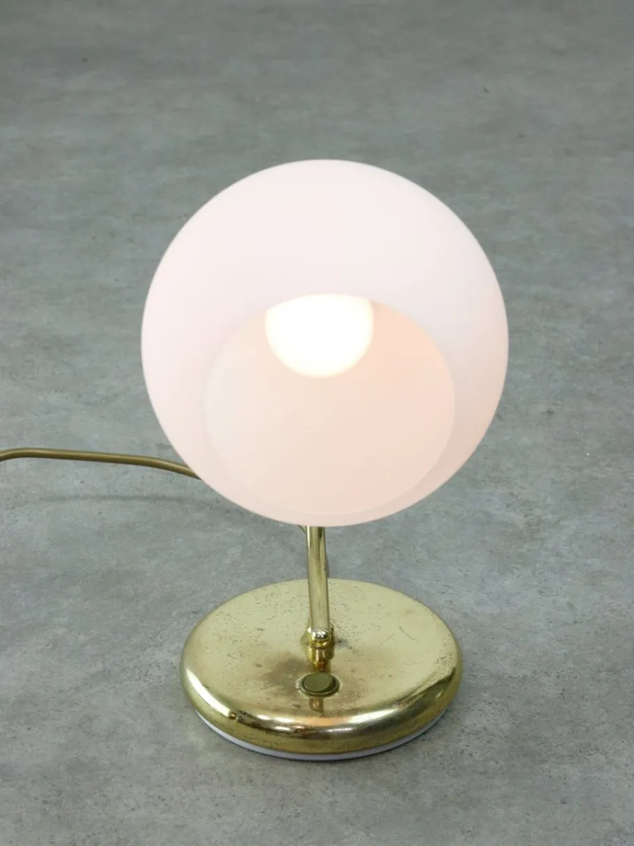 Best Pamono Vintage Italian Table Lamp in Brass and Opaline