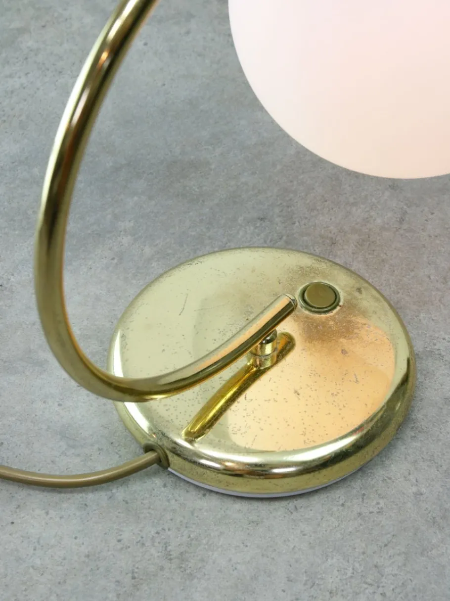 Best Pamono Vintage Italian Table Lamp in Brass and Opaline