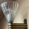 New Pamono Vintage Italian Torpedo Wall Lights in Fluted Glass and Polished Brass, 1930s, Set of 2
