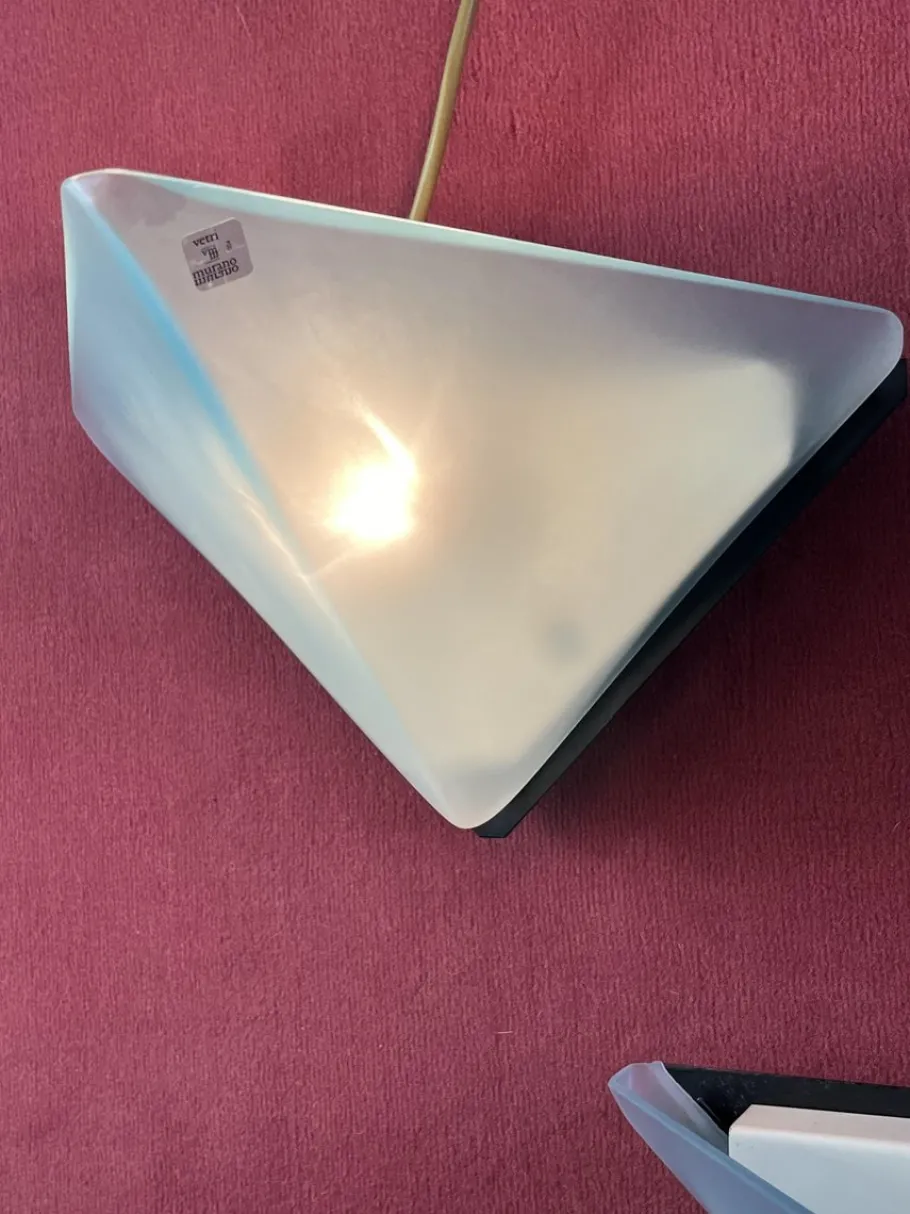 Pamono Vintage Italian Triangular Wall Lamps from Vetri Murano, 1970s, Set of 3
