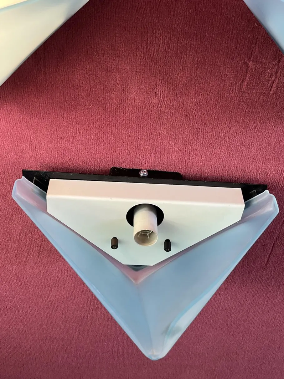 Pamono Vintage Italian Triangular Wall Lamps from Vetri Murano, 1970s, Set of 3
