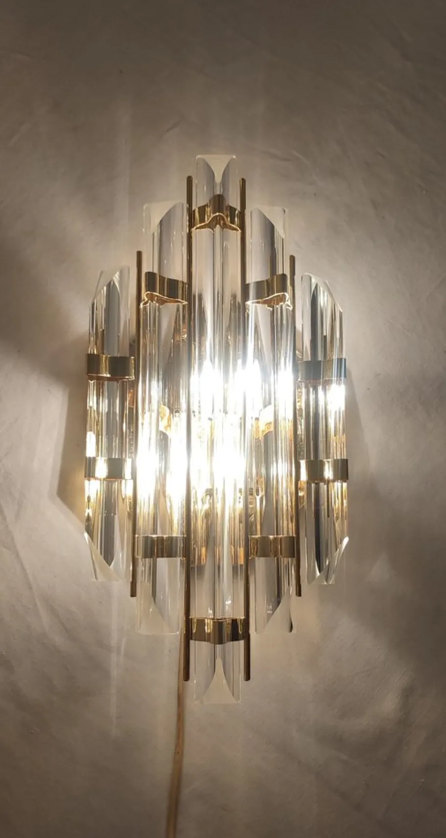 New Pamono Vintage Italian Venini Wall Lights, 1970s