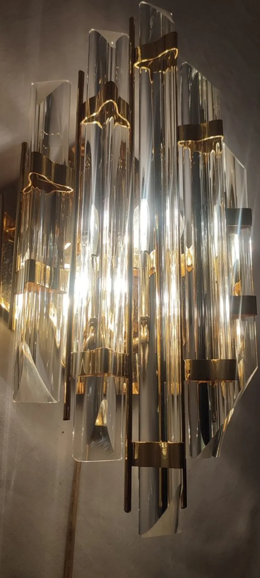 New Pamono Vintage Italian Venini Wall Lights, 1970s