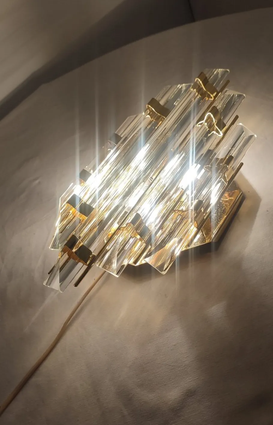 New Pamono Vintage Italian Venini Wall Lights, 1970s