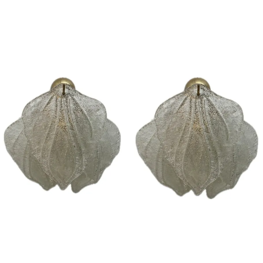 New Pamono Vintage Italian Wall Lamp in Glass, 1960s, Set of 2