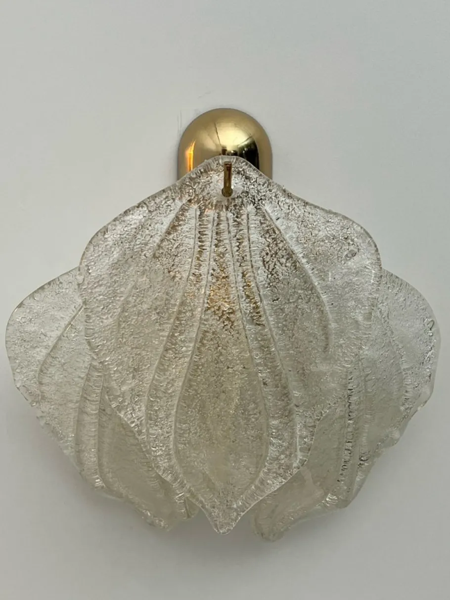 New Pamono Vintage Italian Wall Lamp in Glass, 1960s, Set of 2