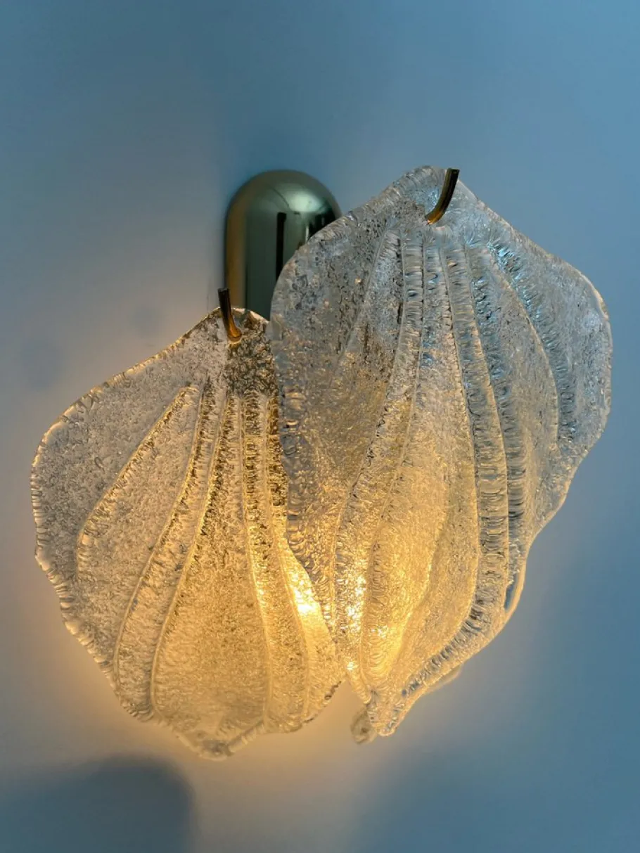 New Pamono Vintage Italian Wall Lamp in Glass, 1960s, Set of 2