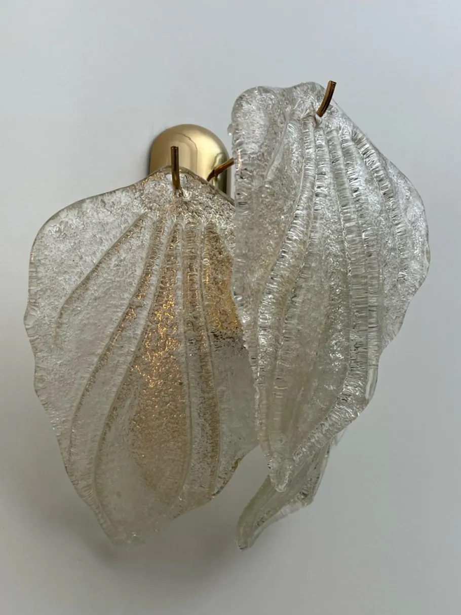 New Pamono Vintage Italian Wall Lamp in Glass, 1960s, Set of 2