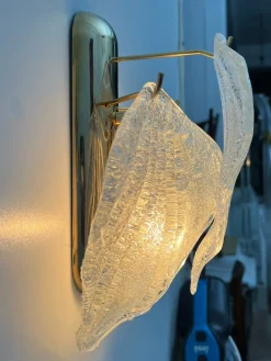 New Pamono Vintage Italian Wall Lamp in Glass, 1960s, Set of 2