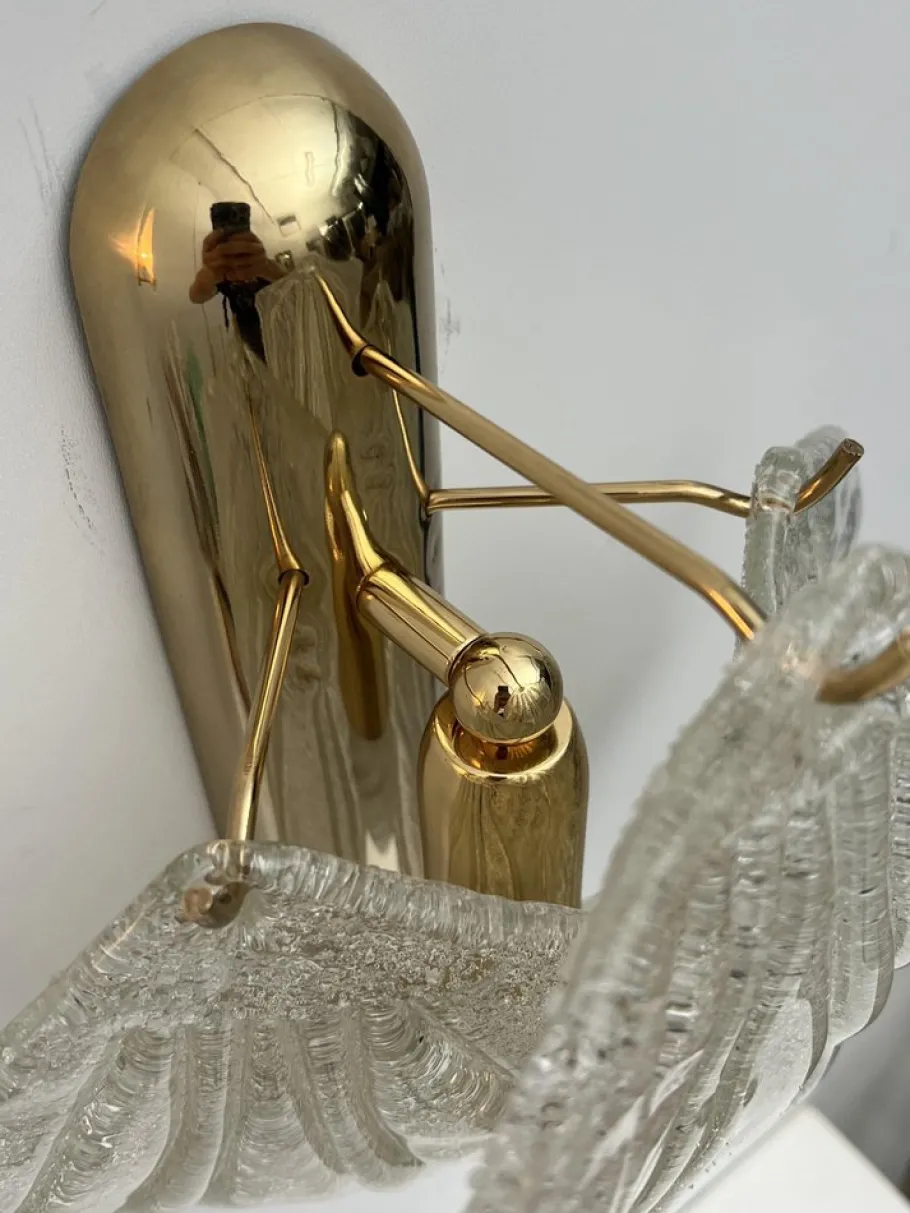 New Pamono Vintage Italian Wall Lamp in Glass, 1960s, Set of 2