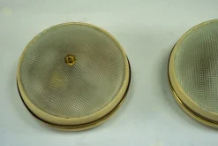 Best Pamono Vintage Italian Wall Lamps in Glass with Brass and Lacquer by Lumi Milano, 1950, Set of 2