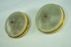 Best Pamono Vintage Italian Wall Lamps in Glass with Brass and Lacquer by Lumi Milano, 1950, Set of 2
