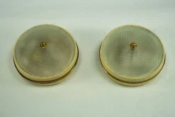 Best Pamono Vintage Italian Wall Lamps in Glass with Brass and Lacquer by Lumi Milano, 1950, Set of 2