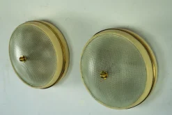 Best Pamono Vintage Italian Wall Lamps in Glass with Brass and Lacquer by Lumi Milano, 1950, Set of 2