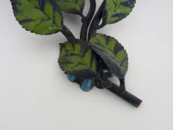 Clearance Pamono Vintage Italian Wall Lights in Painted Metal with Flowers and Foliage, 1960s, Set of 2