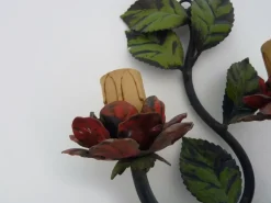 Clearance Pamono Vintage Italian Wall Lights in Painted Metal with Flowers and Foliage, 1960s, Set of 2