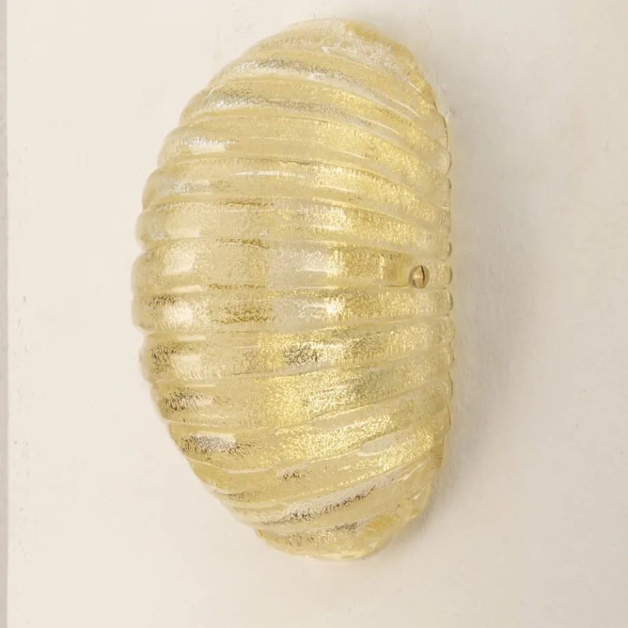 Best Pamono Vintage Italian Wall Light in Amber Murano Glass with Brass Structure, 1990s