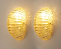 Best Pamono Vintage Italian Wall Light in Amber Murano Glass with Brass Structure, 1990s