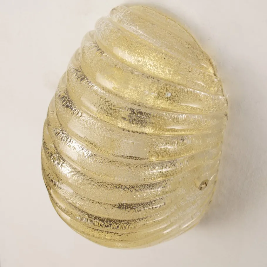 Best Pamono Vintage Italian Wall Light in Amber Murano Glass with Brass Structure, 1990s