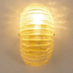 Best Pamono Vintage Italian Wall Light in Amber Murano Glass with Brass Structure, 1990s
