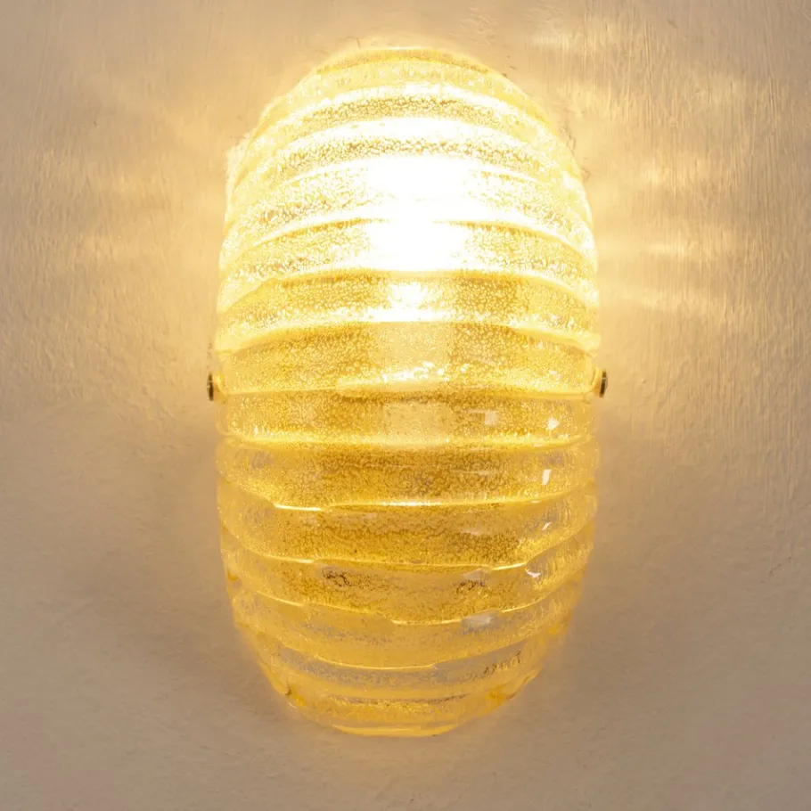 Best Pamono Vintage Italian Wall Light in Amber Murano Glass with Brass Structure, 1990s