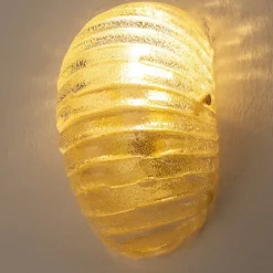Best Pamono Vintage Italian Wall Light in Amber Murano Glass with Brass Structure, 1990s