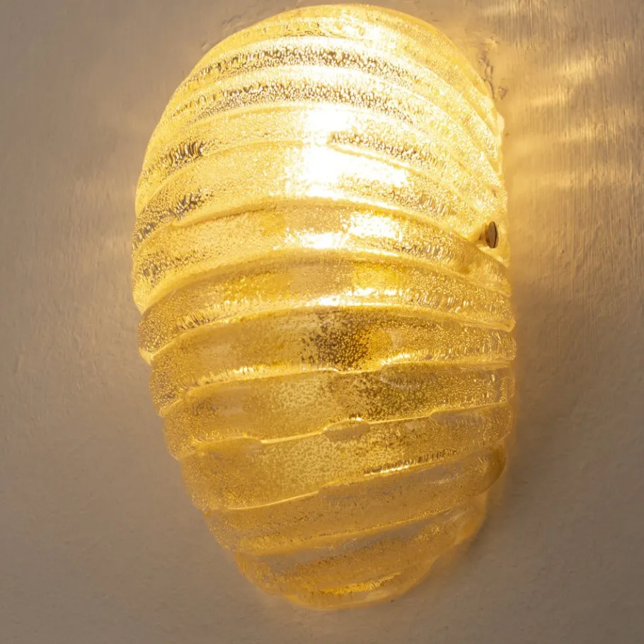 Best Pamono Vintage Italian Wall Light in Amber Murano Glass with Brass Structure, 1990s