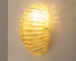 Best Pamono Vintage Italian Wall Light in Amber Murano Glass with Brass Structure, 1990s