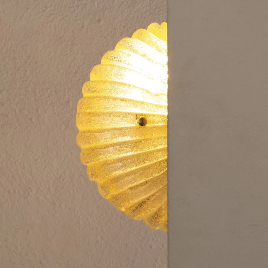 Best Pamono Vintage Italian Wall Light in Amber Murano Glass with Brass Structure, 1990s