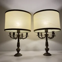 New Pamono Vintage Large Bronze Table Lamps, Italy, 1950s, Set of 2