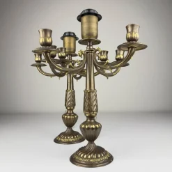 New Pamono Vintage Large Bronze Table Lamps, Italy, 1950s, Set of 2