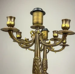 New Pamono Vintage Large Bronze Table Lamps, Italy, 1950s, Set of 2